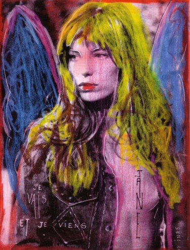 Drawing titled "Jane" by Inès Dauxerre, Original Artwork, Chalk