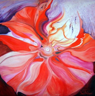 Painting titled "Flower of Passion I…" by Inés Honfi, Original Artwork