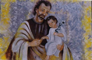 Pintura intitulada "Pai e filho" por Inês Marzano, Obras de arte originais