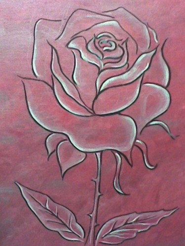 Pintura intitulada "A rosa" por Inês Marzano, Obras de arte originais