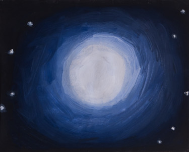 Peinture intitulée "Lune" par Agnès, Œuvre d'art originale, Acrylique