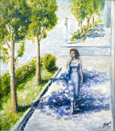 Malerei mit dem Titel "Summer day in the c…" von Inessa Gogia, Original-Kunstwerk, Öl