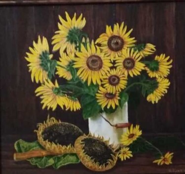 Картина под названием "Подсолнухи" - Инесса Иоктон, Подлинное произведение искусства, Масло