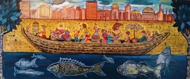 Peinture intitulée "лодка" par Inessa Iokton, Œuvre d'art originale, Huile