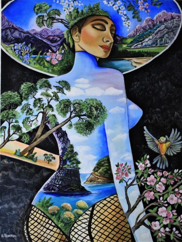 Peinture intitulée "ФЛОРА" par Inessa Iokton, Œuvre d'art originale, Huile