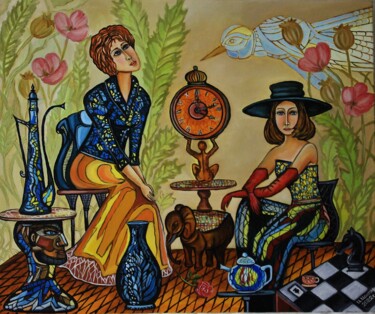 Schilderij getiteld "БЕСЕДЫ О МАГИИ" door Inessa Iokton, Origineel Kunstwerk, Olie