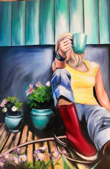 Картина под названием "Tea break" - Inessa Ivascanin, Подлинное произведение искусства, Акрил Установлен на Деревянная рама…