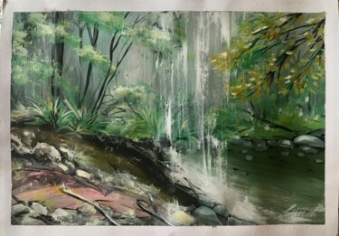 Painting titled "Under your waterfall" by Inessa Ivascanin, Original Artwork, Acrylic