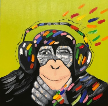 Картина под названием "Music monkey" - Inessa Vynokurova, Подлинное произведение искусства, Масло