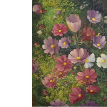 Картина под названием "Цветы у школы" - Инесса Князева, Подлинное произведение искусства, Масло