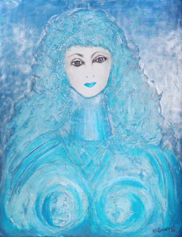 Painting titled "MULHER AZUL" by Inezpagnocelli, Original Artwork, Acrylic
