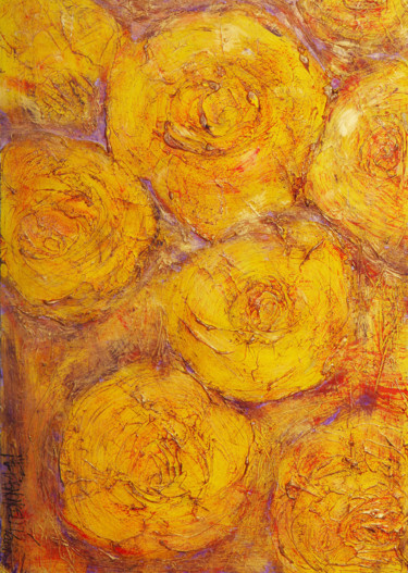 Pintura intitulada "ROSAS ESTILIZADAS E…" por Inezpagnocelli, Obras de arte originais, Tinta