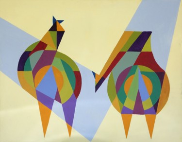 Pintura intitulada "geometrico-cavalos.…" por Inezpagnocelli, Obras de arte originais