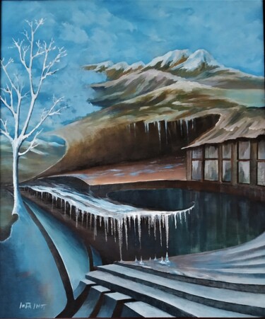 Painting titled "EXTRAÑO INVIERNO" by Infa Inot, Original Artwork, Acrylic Mounted on Wood Stretcher frame