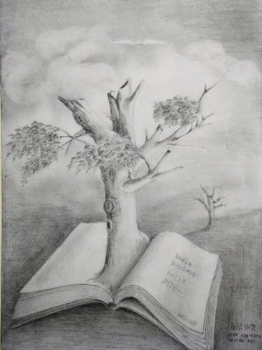 Drawing titled "Vuela alto paloma" by Infa Inot, Original Artwork, Pencil