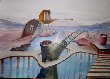 Peinture intitulée "Al otro lado del su…" par Infa Inot, Œuvre d'art originale, Tempera