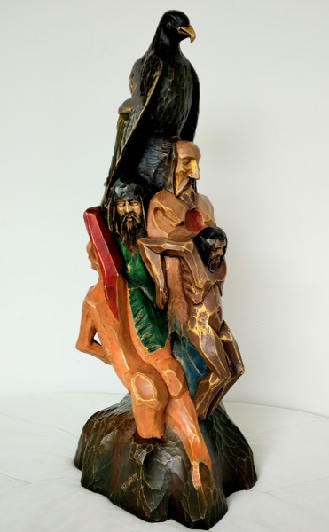 Sculpture intitulée "Reciclaje de ídolos" par Infa Inot, Œuvre d'art originale, Bois