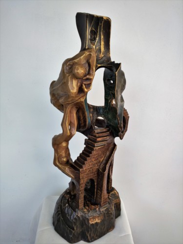 Skulptur mit dem Titel "Reciclaje de ídolos…" von Infa Inot, Original-Kunstwerk, Holz