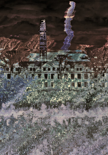 Arte digital titulada "old house on a rive…" por Infinitelightsight, Obra de arte original, Trabajo Digital 2D