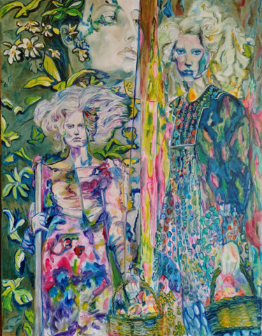 Malerei mit dem Titel "Die Gärtnerin" von Infinitelightsight, Original-Kunstwerk, Öl