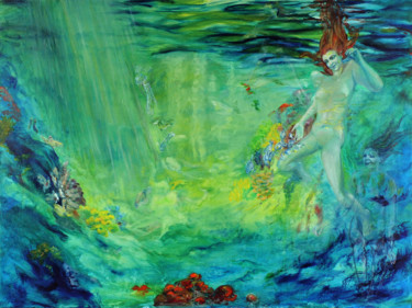 Painting titled "Unter Wasser" by Infinitelightsight, Original Artwork, Oil