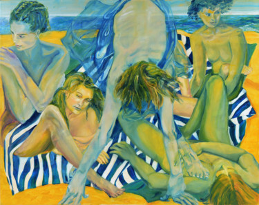 Malerei mit dem Titel "Am Strand" von Infinitelightsight, Original-Kunstwerk, Öl