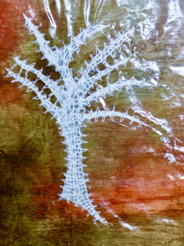 Tableau d'art textile, Automne Art textile intitulée "Tableau d'art texti…" par Stéphanie Salinères, Œuvre d'art originale,