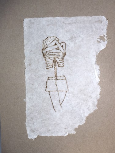 Drawing titled "Peau de papier" by Stéphanie Salinères, Original Artwork, Graphite Mounted on Cardboard