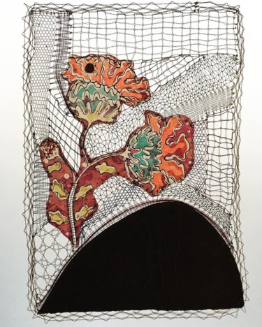 「Floraison」というタイトルのテキスタイルアート Stéphanie Salinèresによって, オリジナルのアートワーク, 糸