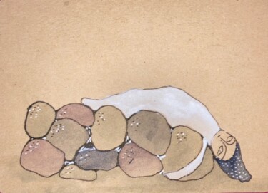 Dibujo titulada "Les pierres" por Stéphanie Salinères, Obra de arte original, Acuarela