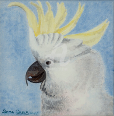 Painting titled "White cockatoo" by Infinity, Original Artwork, Acrylic