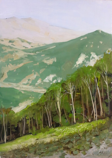 Painting titled "Near Xizi village" by Elmar Magerram, Original Artwork, Oil