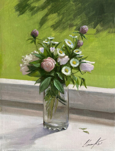 Painting titled "Summer flowers" by Elmar Magerram, Original Artwork, Oil