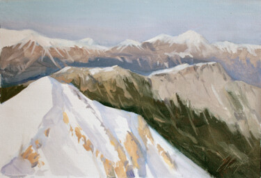 Peinture intitulée "Mountains near the…" par Elmar Magerram, Œuvre d'art originale, Huile