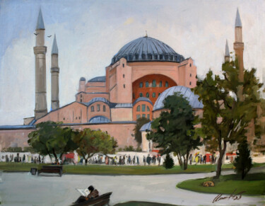 绘画 标题为“Hagia Sophia” 由Elmar Magerram, 原创艺术品, 油 安装在纸板上