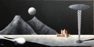 Playing with the moon. Schilderij getiteld "Playing with the mo…" door Robert Van Den Herik, Origineel Kunstwerk, Acryl