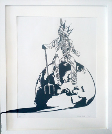 Gravures & estampes intitulée "capitalism.jpg" par Luc Van Loock, Œuvre d'art originale, Linogravures