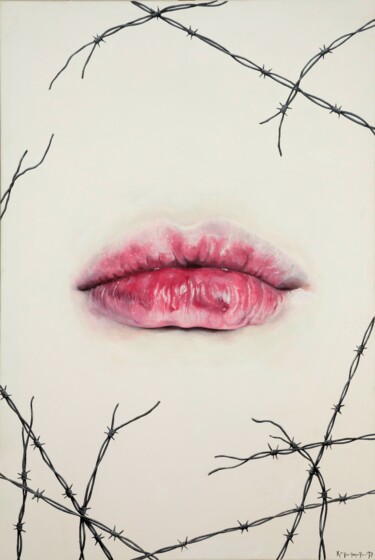 Ζωγραφική με τίτλο "Lips" από Christina Michalopoulou, Αυθεντικά έργα τέχνης, Ακρυλικό