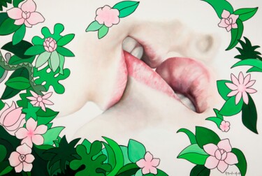Ζωγραφική με τίτλο "The kiss" από Christina Michalopoulou, Αυθεντικά έργα τέχνης, Ακρυλικό