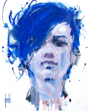 Malerei mit dem Titel "Lola Cobalt" von David Jamin, Original-Kunstwerk, Acryl