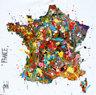 Schilderij getiteld "France" door David Jamin, Origineel Kunstwerk, Acryl