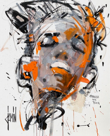 Pintura titulada "Orange and black" por David Jamin, Obra de arte original, Acrílico