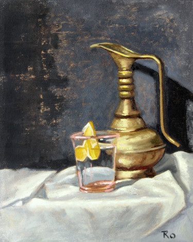 Painting titled "Lemon Water" by Rowenna Morag, Original Artwork, Oil