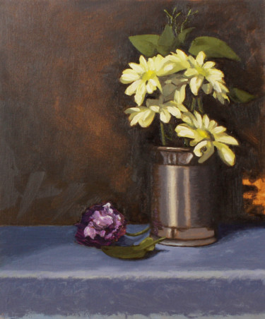 Painting titled "Chrysanthemums" by Rowenna Morag, Original Artwork, Oil