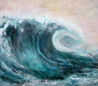 Schilderij getiteld "De grote zeegolf" door Saskia Minoli, Origineel Kunstwerk, Acryl