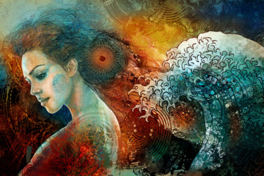 Estampas & grabados titulada "Tribute To Hokusai…" por Ladislav Hubert, Obra de arte original, Impresión digital