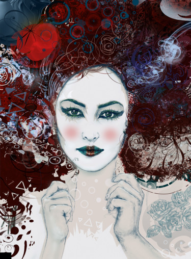 Obrazy i ryciny zatytułowany „Geisha I - Limited…” autorstwa Ladislav Hubert, Oryginalna praca, Cyfrowy wydruk