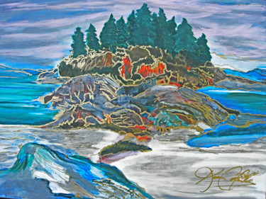 Painting titled "Gabriola Island tre…" by Karen Colville, Original Artwork, Acrylic