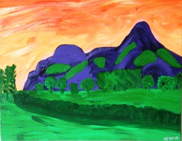 Картина под названием "Breidden Hills" - Ceridwen Powell, Подлинное произведение искусства, Акрил