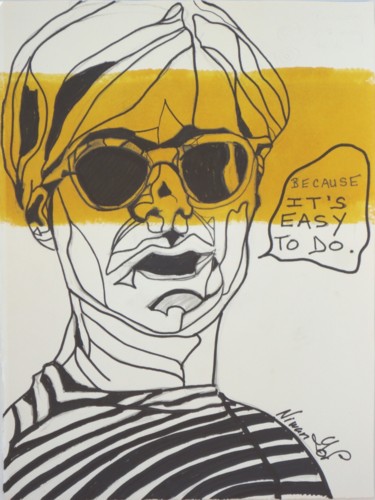 Dessin intitulée "ANDY WARHOL" par Niwan Yod, Œuvre d'art originale, Encre